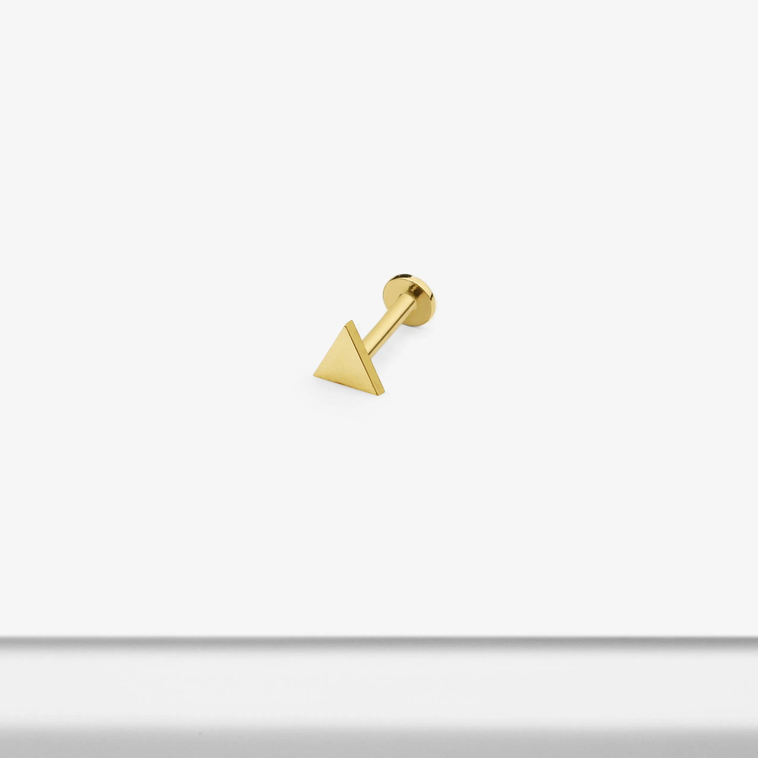 14k Solid Gold Triangle Internally Threaded Labret Stud Earring