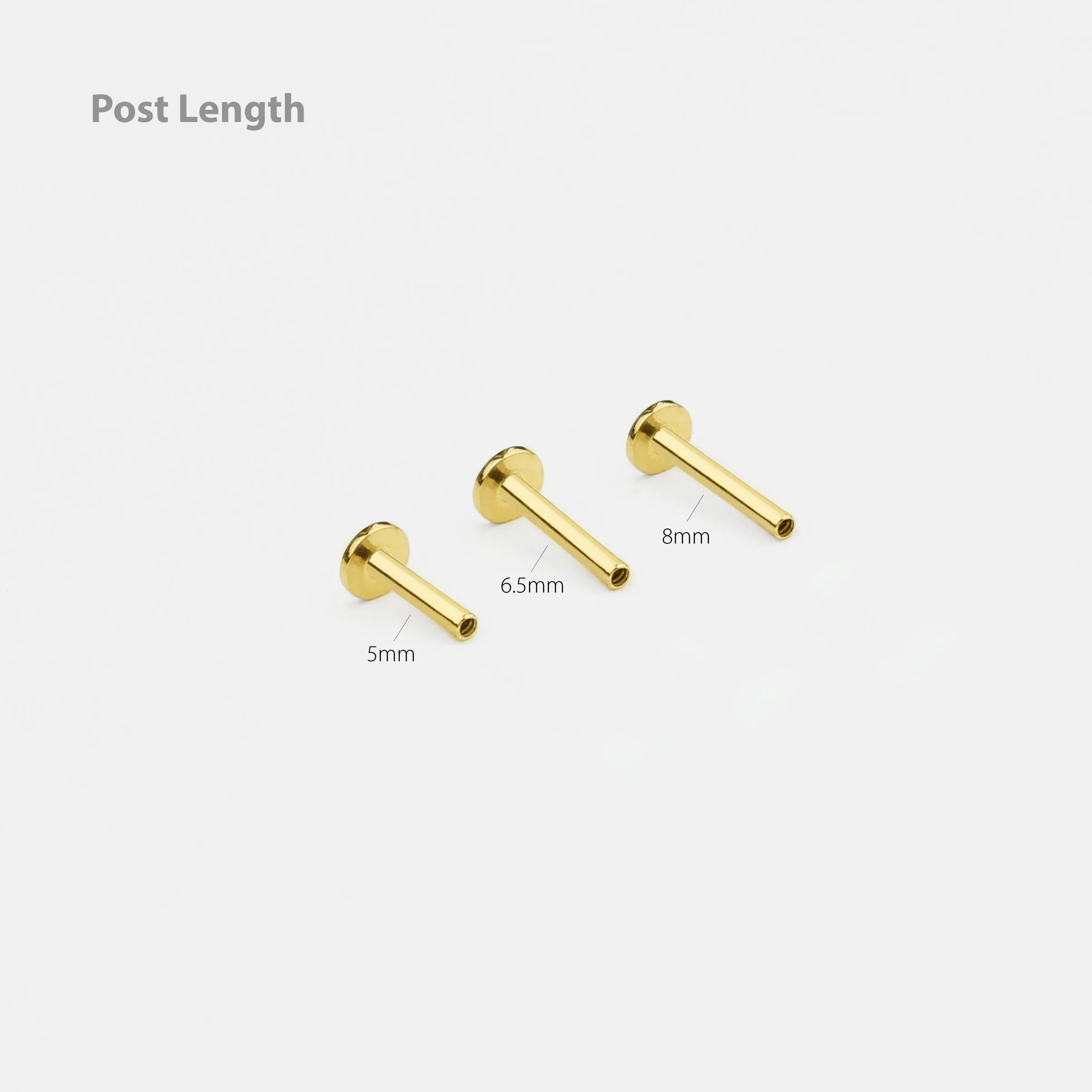 14k Solid Gold Triangle Internally Threaded Labret Stud Earring