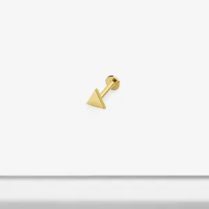 14k Solid Gold Triangle Internally Threaded Labret Stud Earring