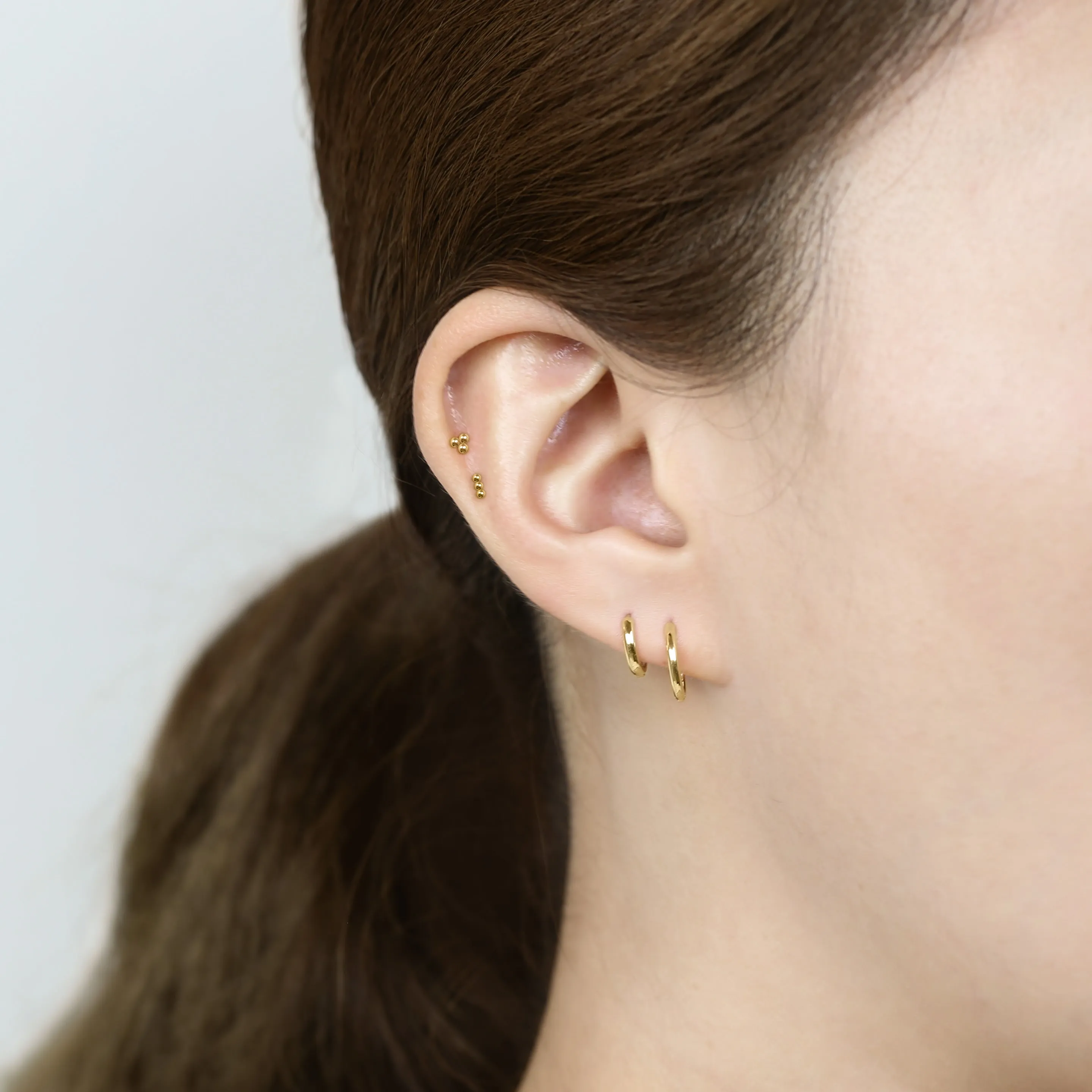 14k Solid Gold Trinity Ball Internally Threaded Labret Stud Earring