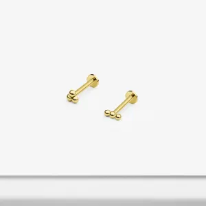 14k Solid Gold Trinity Ball Internally Threaded Labret Stud Earring