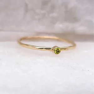 14K Thin Canary Yellow Diamond Stacking Ring