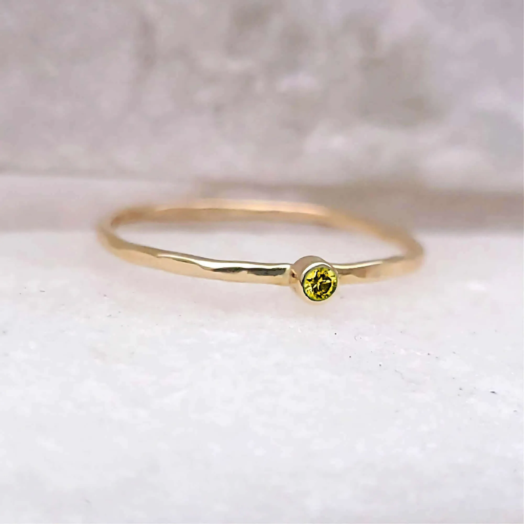 14K Thin Canary Yellow Diamond Stacking Ring