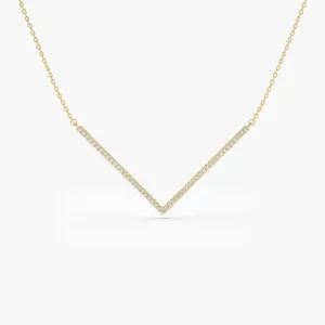 14K V Shaped Diamond Chevron Necklace