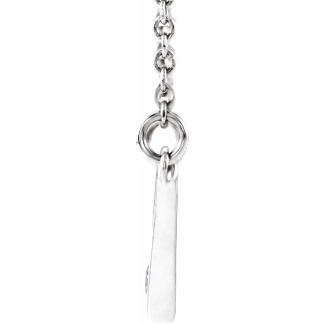 14K White Gold .03 CTW Natural Diamond "V" 18" Necklace