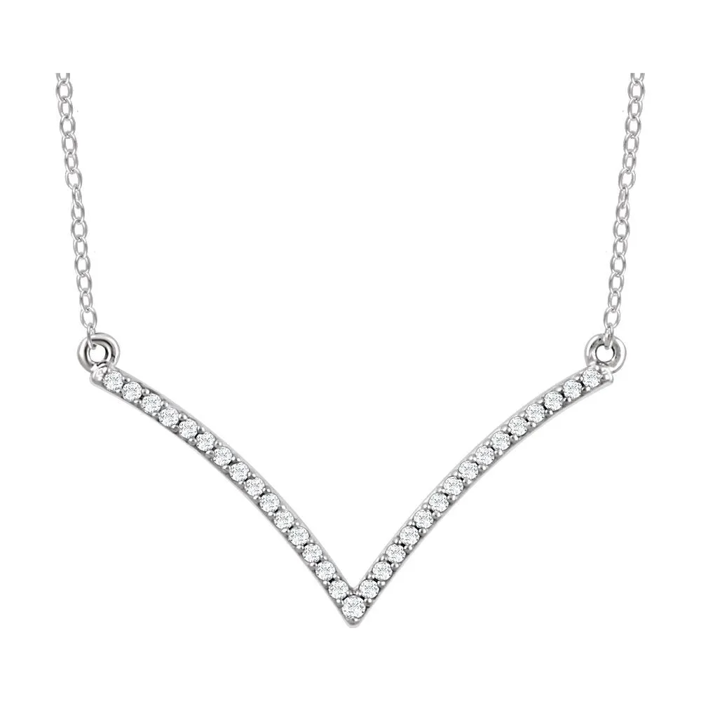 14k White Gold 1/6 CTW Diamond "V" 18" Necklace