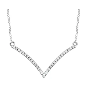 14k White Gold 1/6 CTW Diamond "V" 18" Necklace