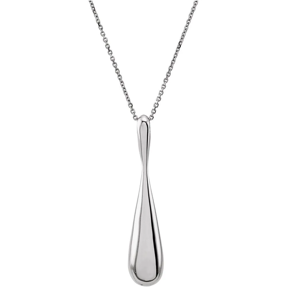 14k White Gold 40.3x8.3mm Teardrop-Shaped 18" Necklace