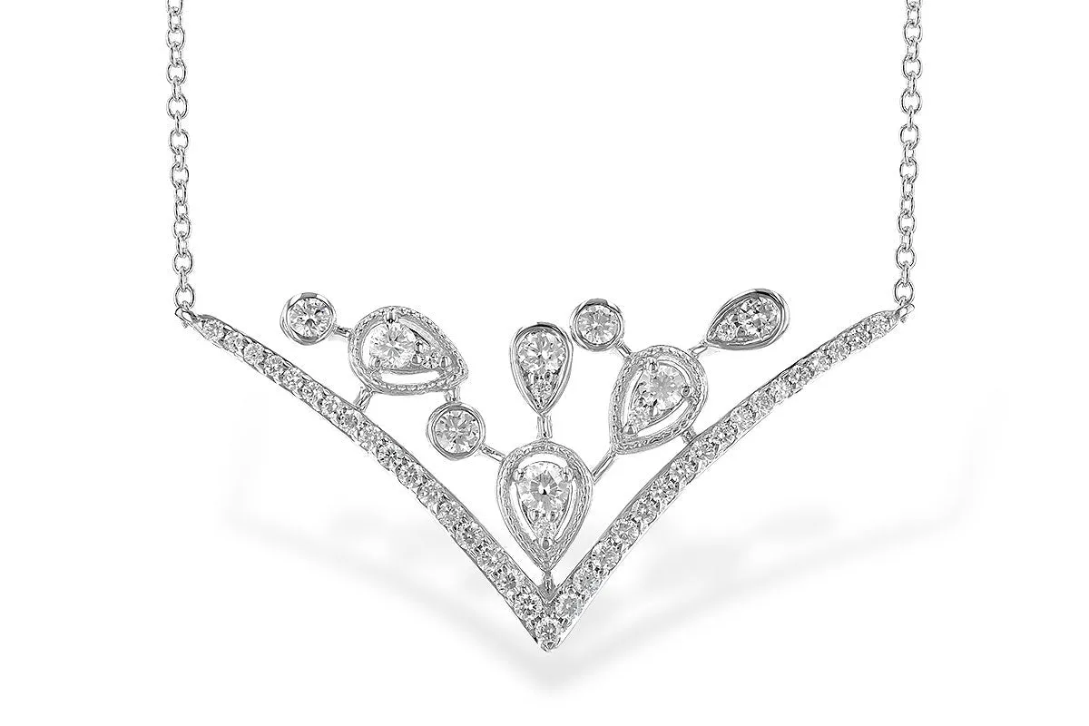 14K White Gold .45cttw V Shaped Diamond Necklace