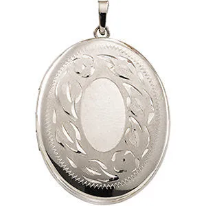 14k White Gold Oval Shaped Locket