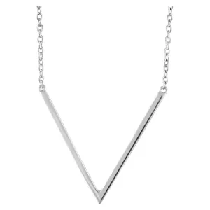 14k White Gold "V" 16-18" Necklace