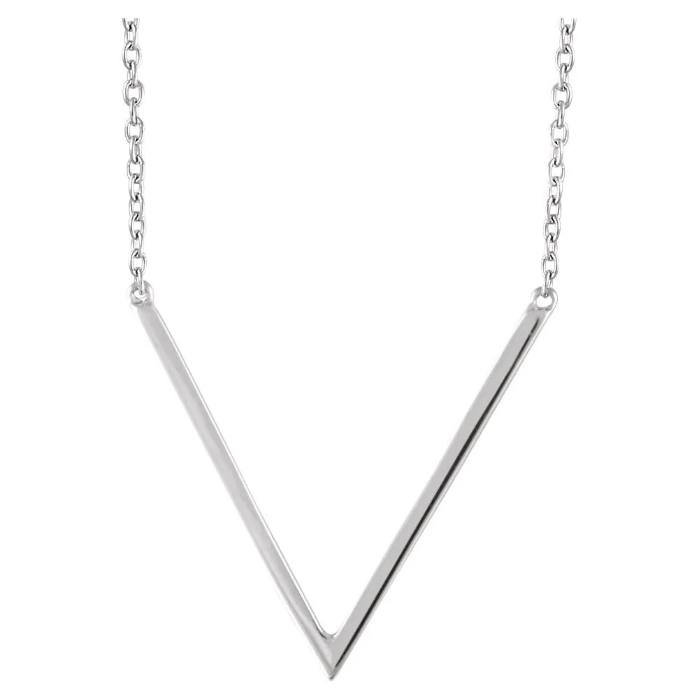 14k White Gold "V" 16-18" Necklace