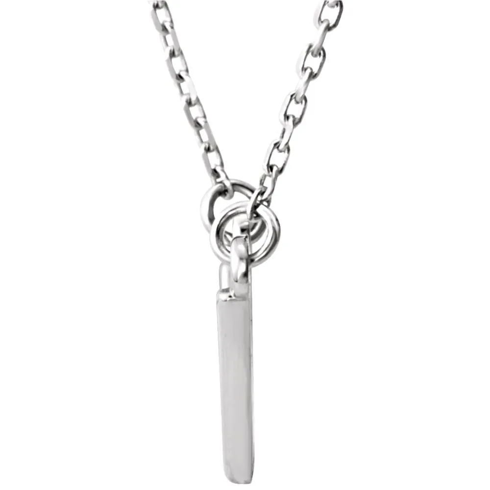14k White Gold "V" 16.5" Necklace