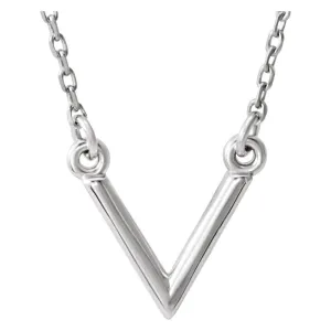 14k White Gold "V" 16.5" Necklace