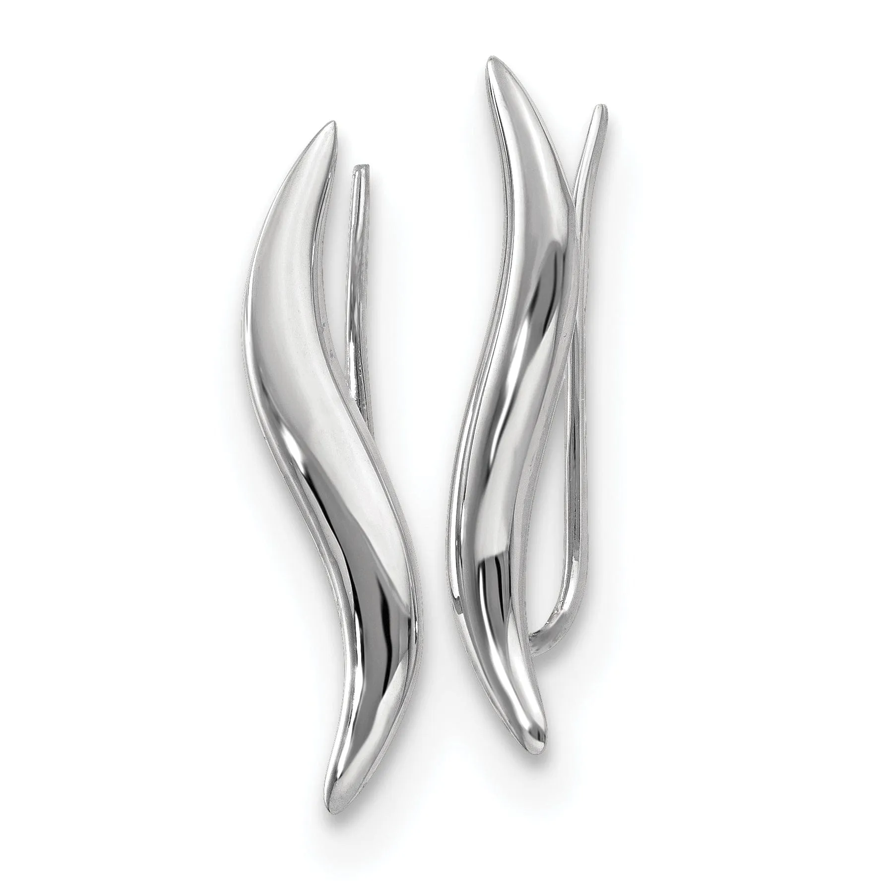 14k White Polished Finish Fancy Climber Earrings
