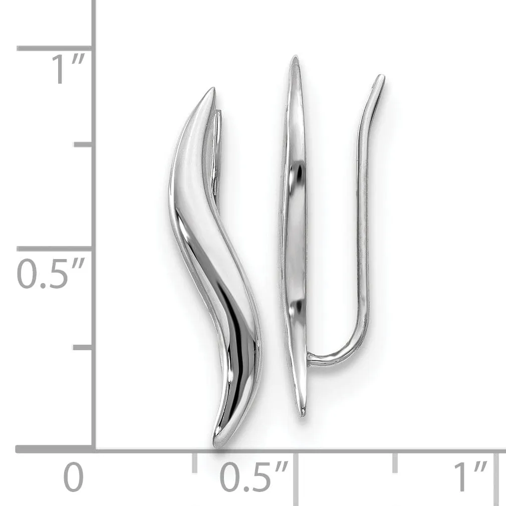 14k White Polished Finish Fancy Climber Earrings