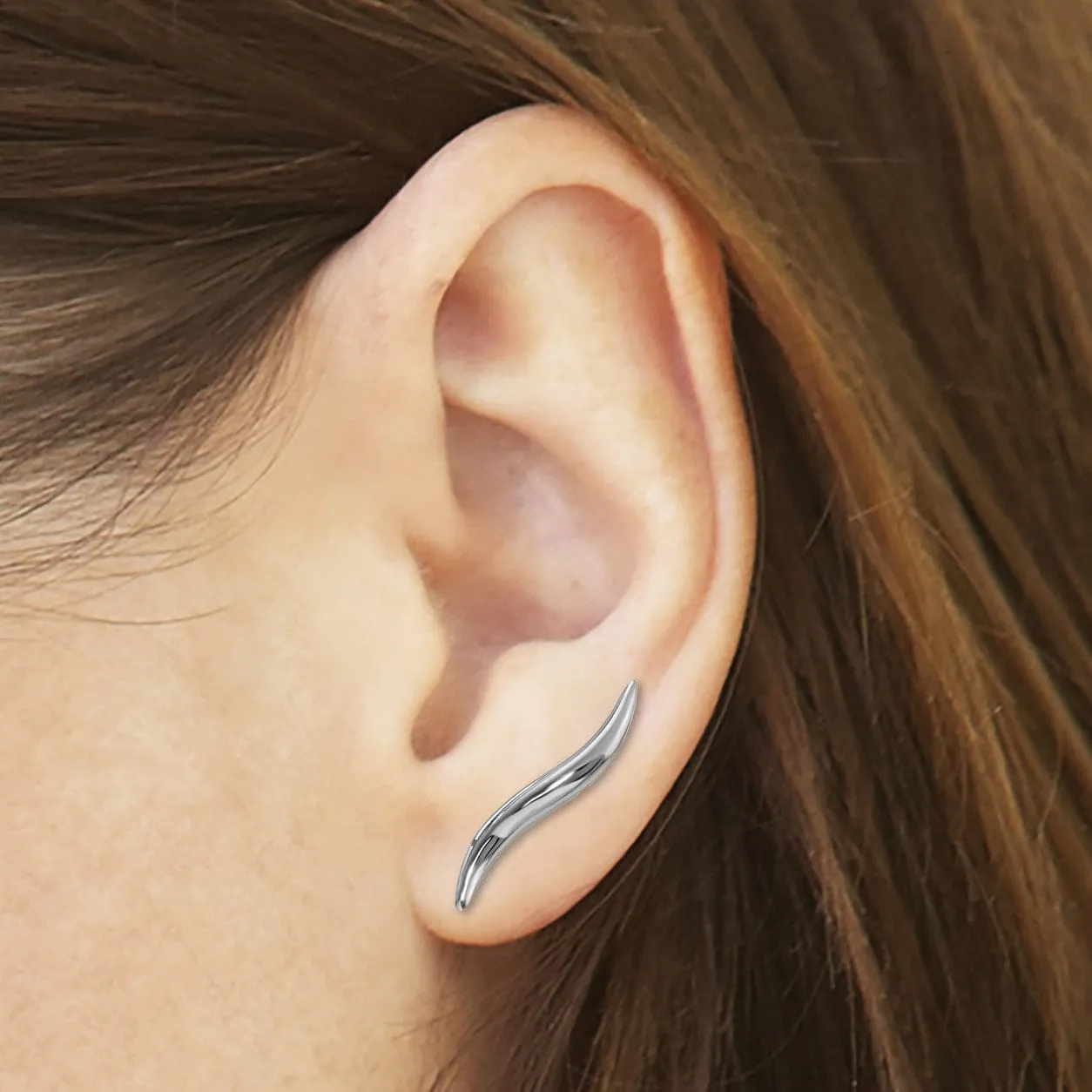 14k White Polished Finish Fancy Climber Earrings