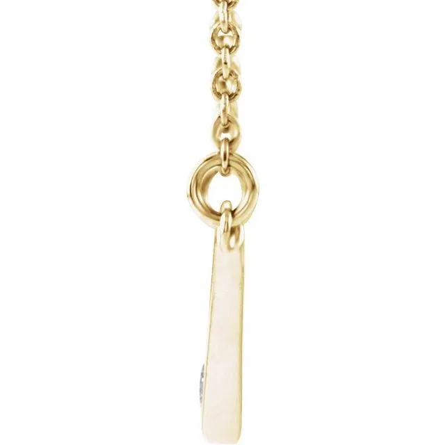 14K Yellow Gold .03 CTW Natural Diamond "V" 18" Necklace