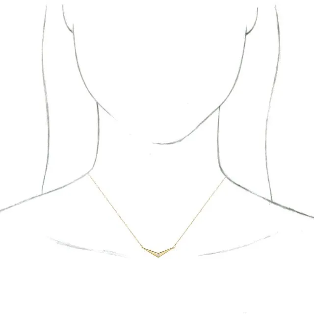 14K Yellow Gold .03 CTW Natural Diamond "V" 18" Necklace
