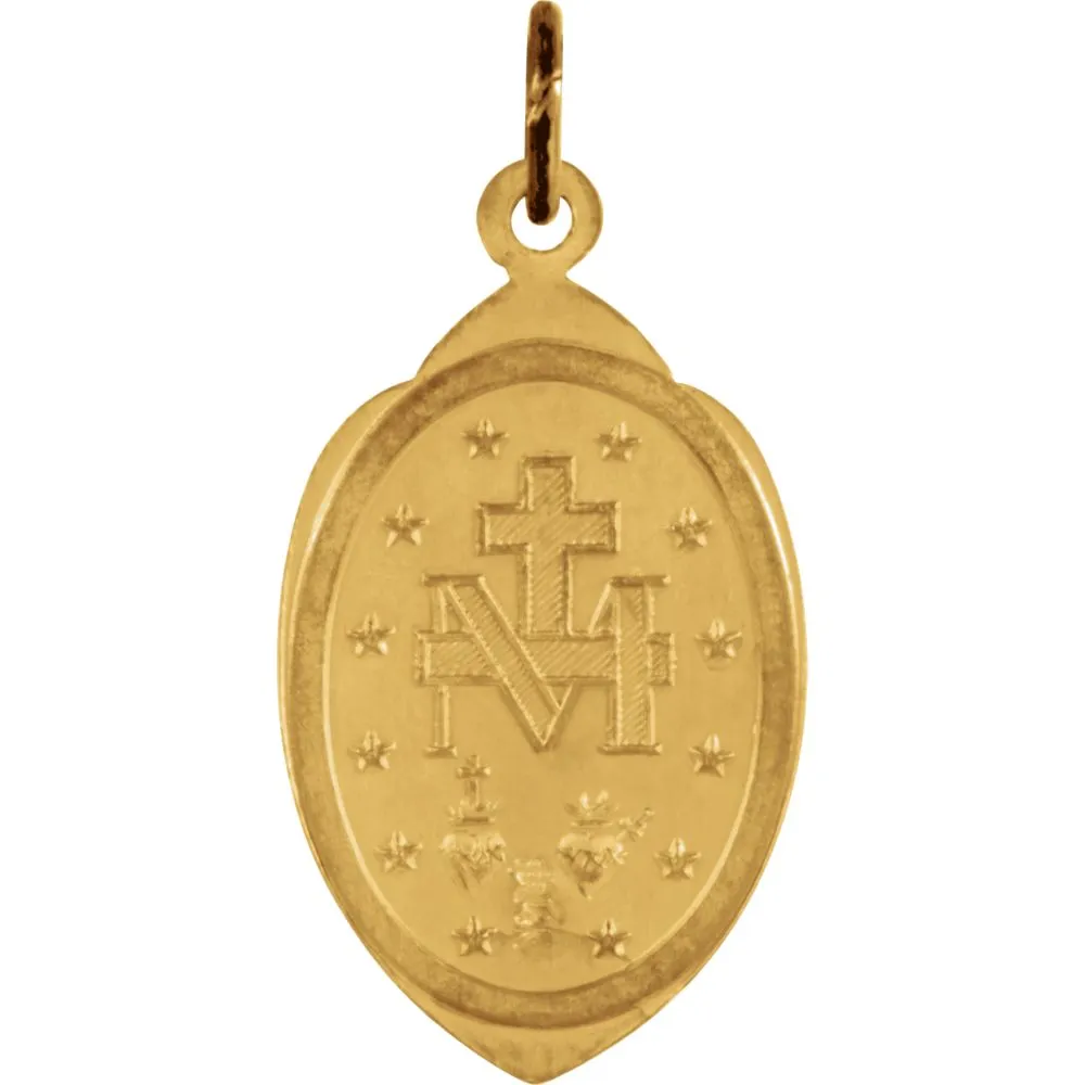 14k Yellow Gold 18x12mm Badge-Shaped Miraculous Medal