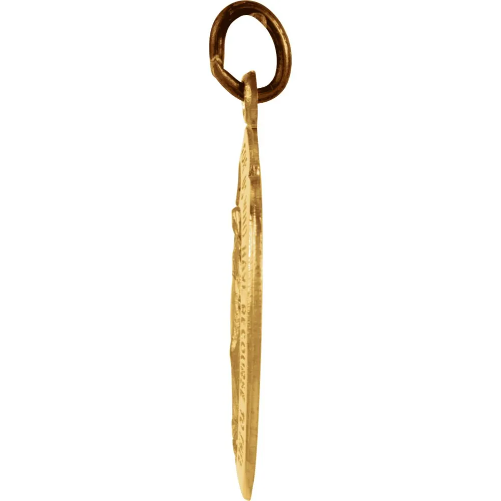 14k Yellow Gold 18x12mm Badge-Shaped Miraculous Medal