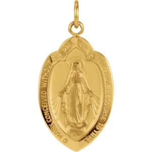 14k Yellow Gold 20x13mm Badge-Shaped Miraculous Medal