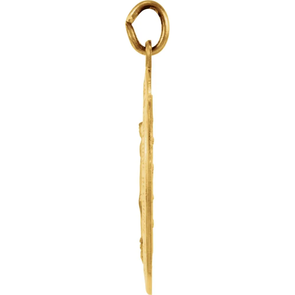 14k Yellow Gold 20x13mm Badge-Shaped Miraculous Medal