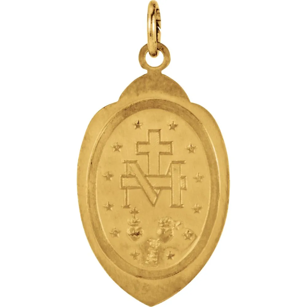 14k Yellow Gold 20x13mm Badge-Shaped Miraculous Medal