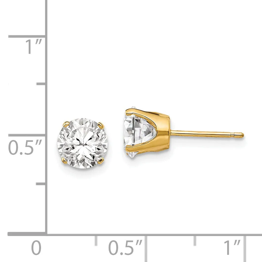 14k Yellow Gold Cubic Zirconia Stud Earrings
