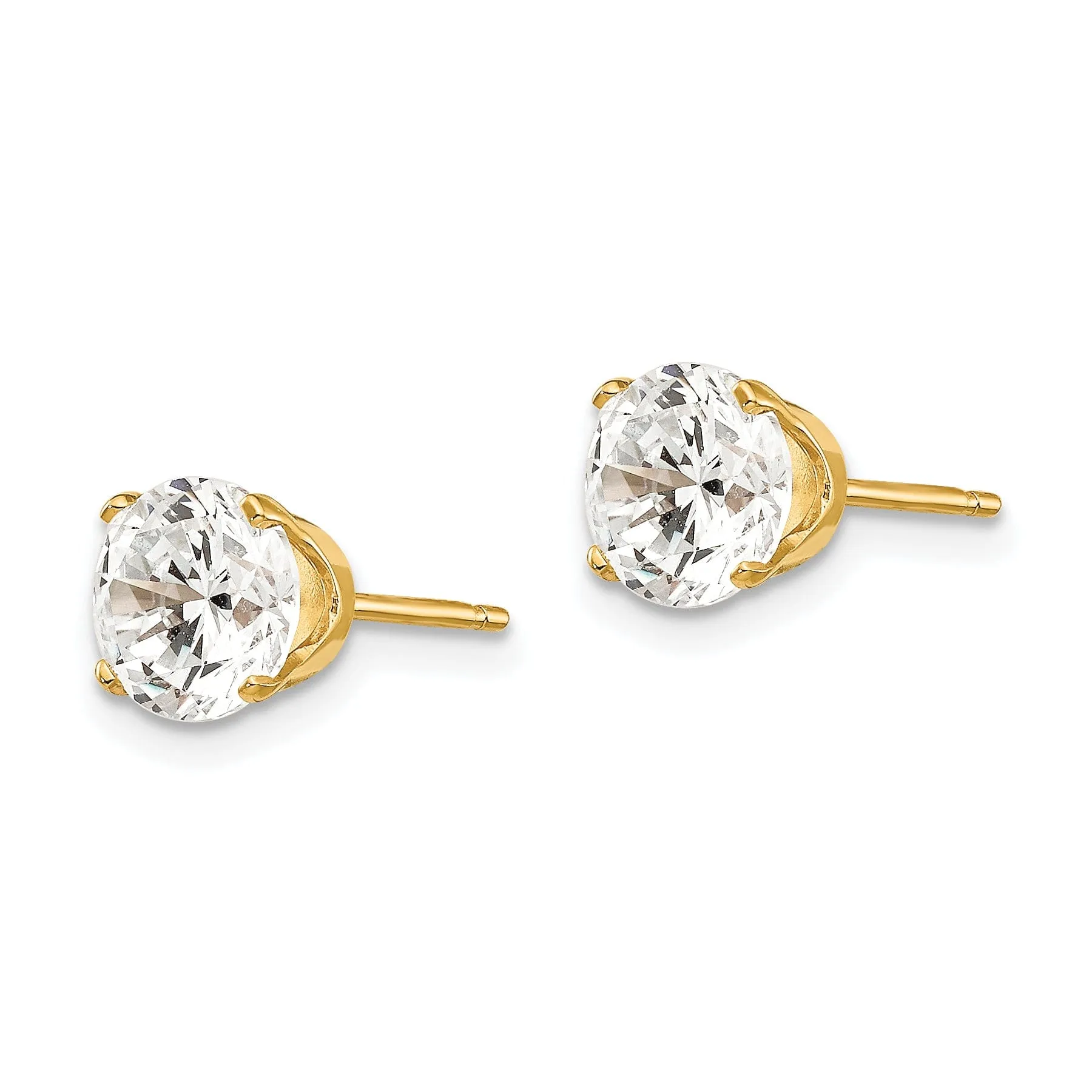 14k Yellow Gold Cubic Zirconia Stud Earrings