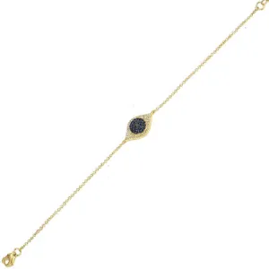 14K Yellow Gold Diamond   Blue Sapphire Evil Eye Bracelet