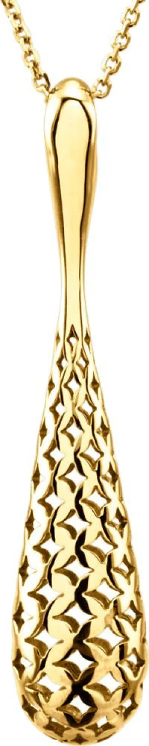 14k Yellow Gold Pierced Teardrop 18" Necklace