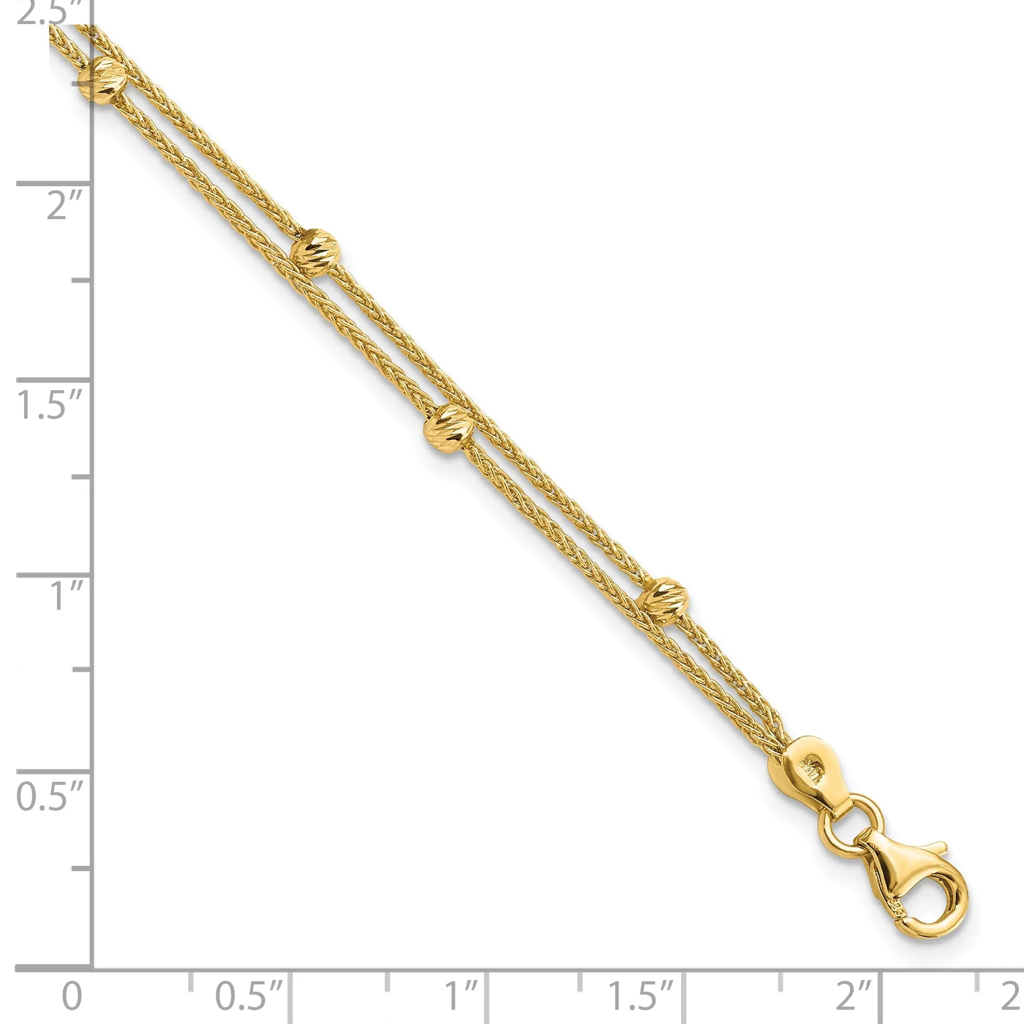 14k Yellow Gold Polished 2 Strand Bracelet