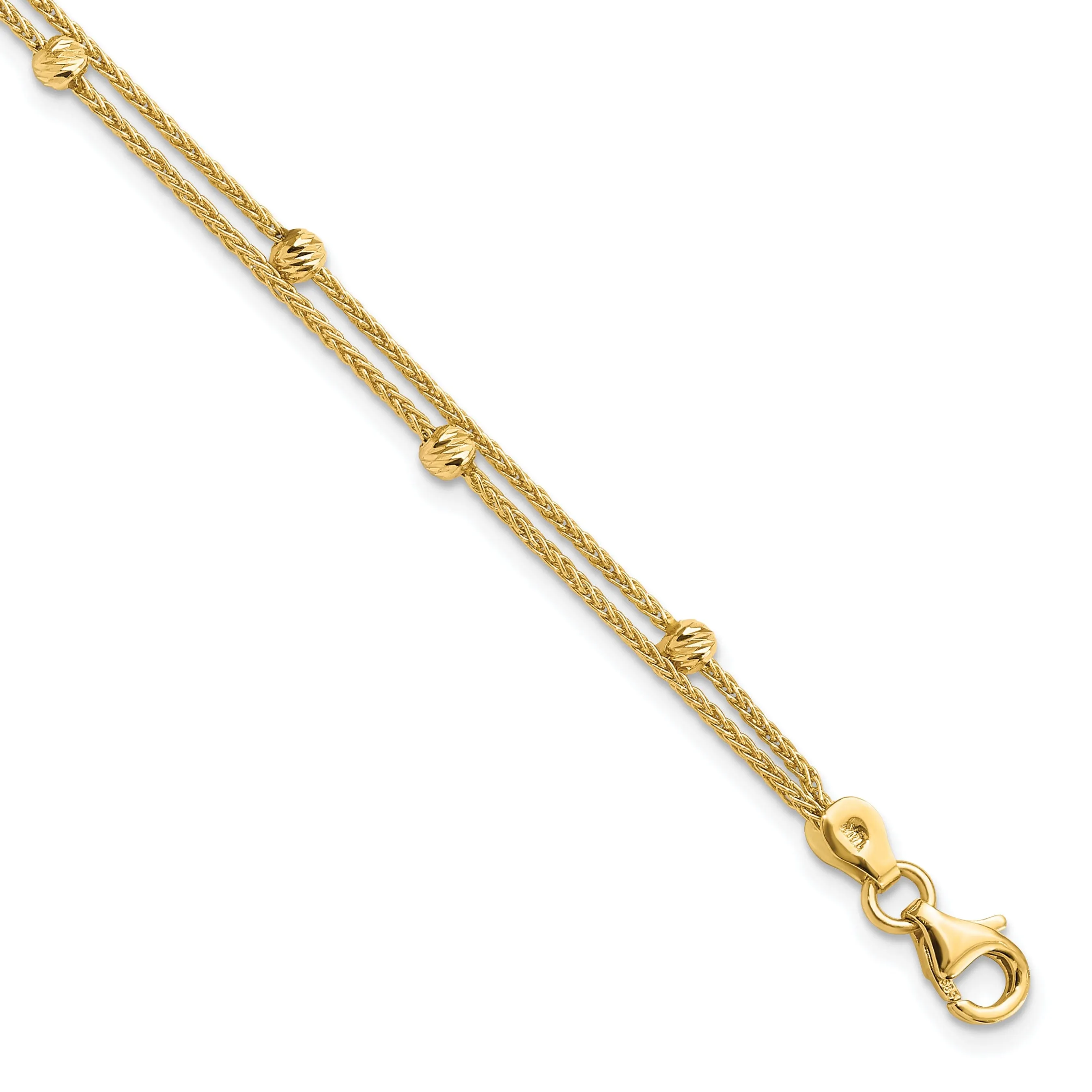14k Yellow Gold Polished 2 Strand Bracelet