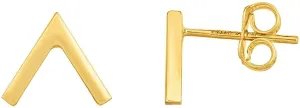 14K Yellow Gold Polished Chevron Stud Earrings