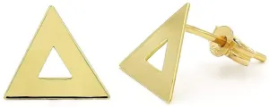 14K Yellow Gold Polished Delta Triangle Stud Earring