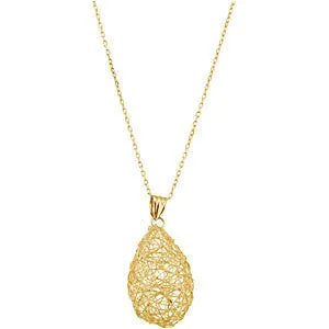 14k Yellow Gold Wire Pear Shaped Necklace