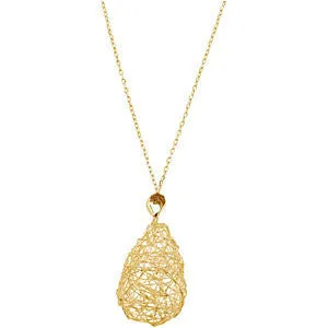 14k Yellow Gold Wire Pear Shaped Necklace