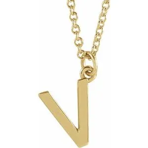 14K Yellow Initial V Dangle 18" Necklace