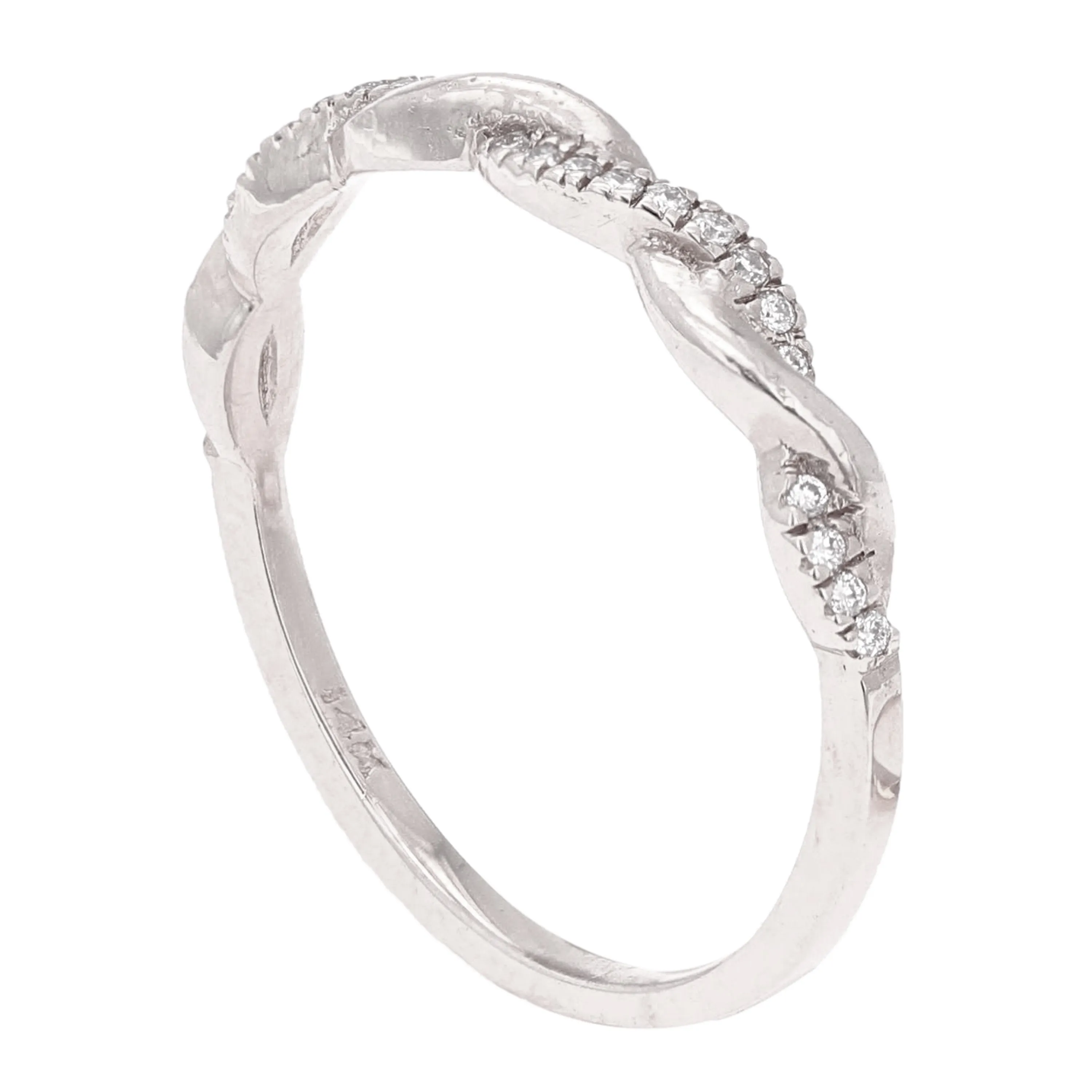 14k Yellow White or Rose Gold Diamond Pave Entwined Twist Stacking Ring Size 6