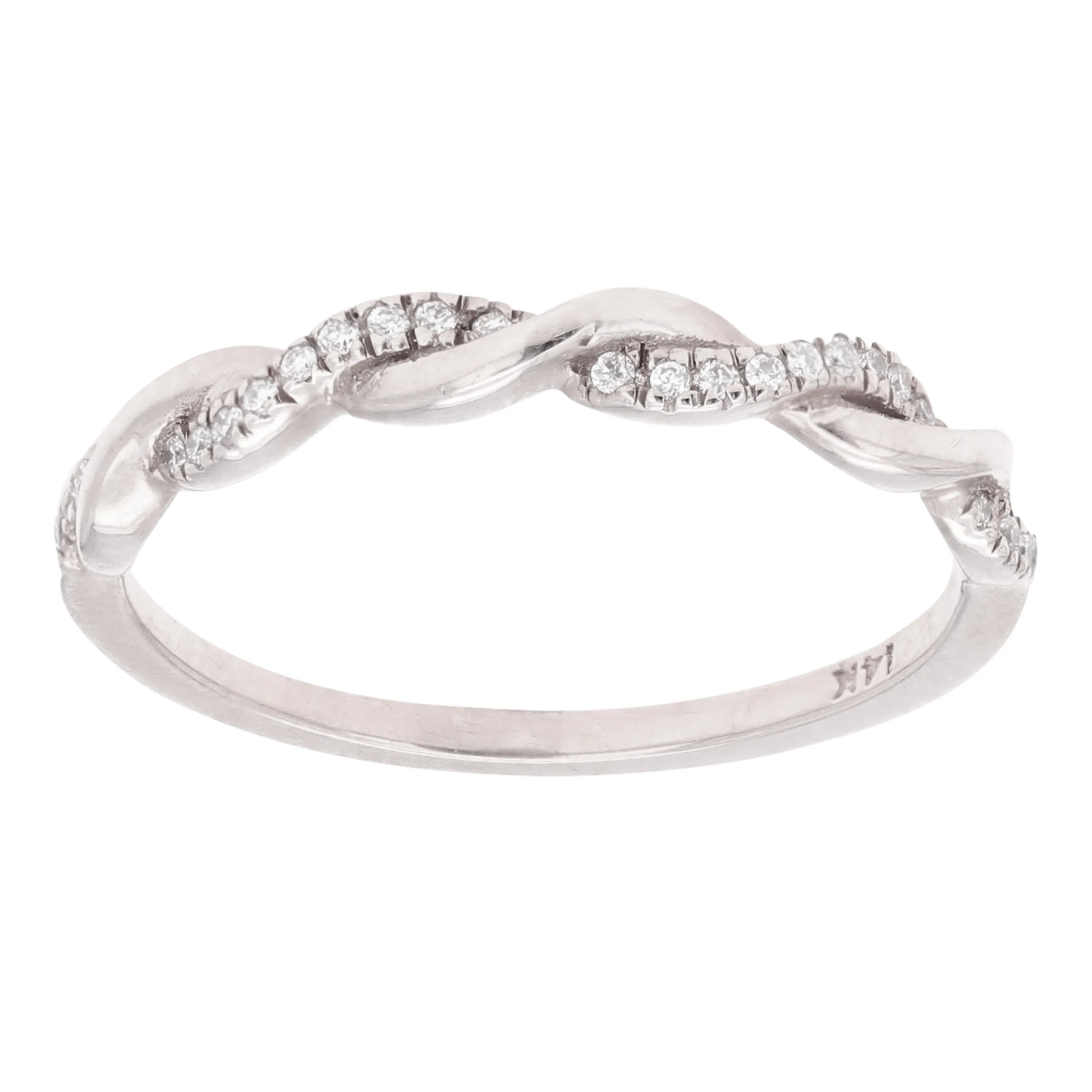 14k Yellow White or Rose Gold Diamond Pave Entwined Twist Stacking Ring Size 6