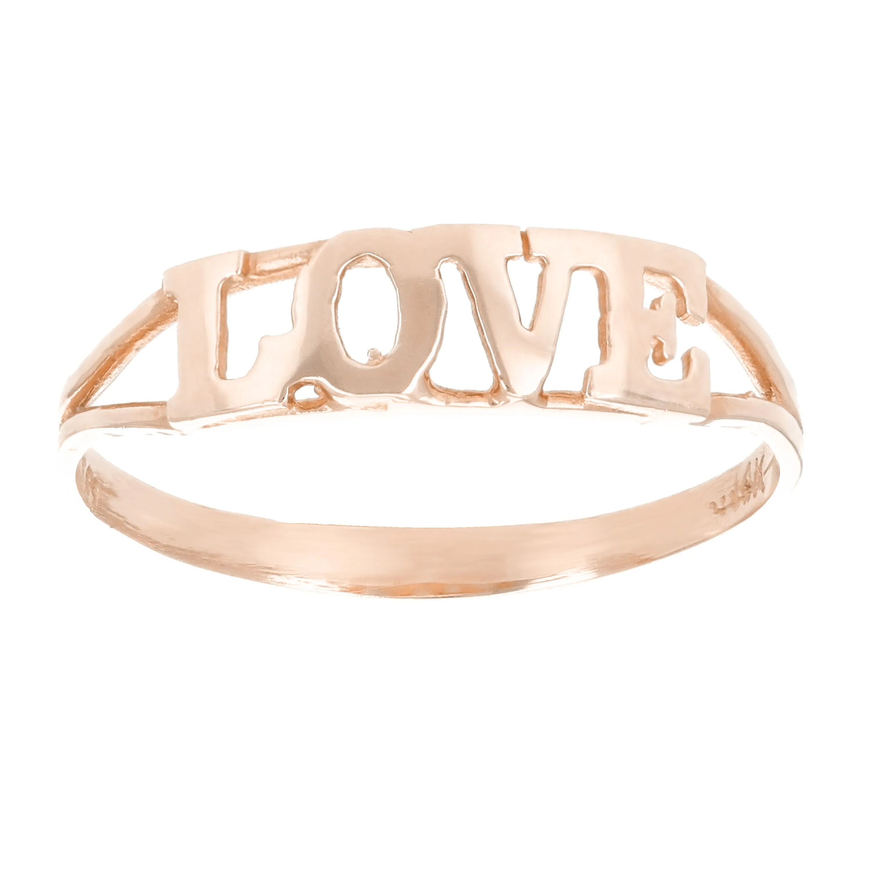 14k Yellow White or Rose Gold "LOVE" Ring Sizes 5 -13