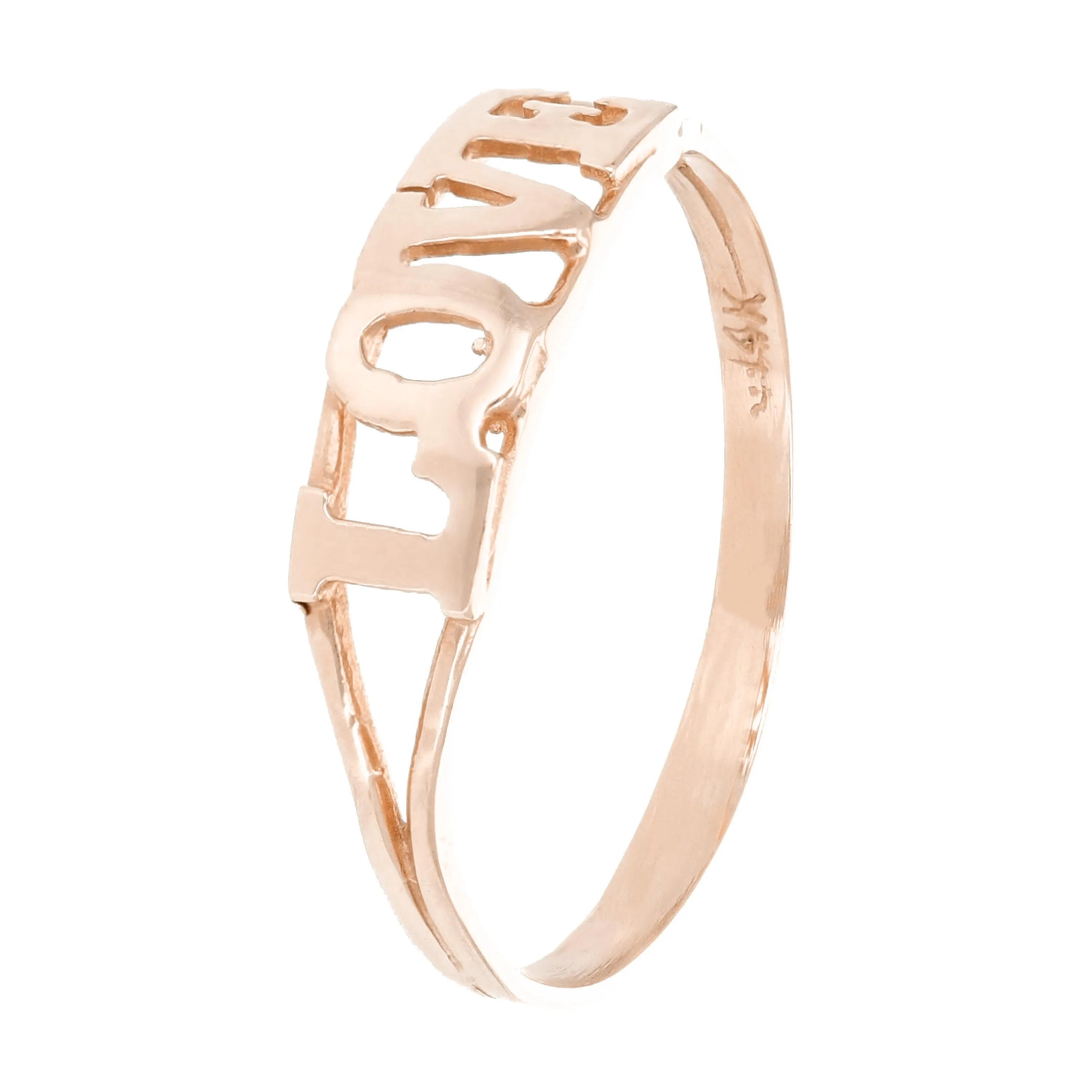 14k Yellow White or Rose Gold "LOVE" Ring Sizes 5 -13