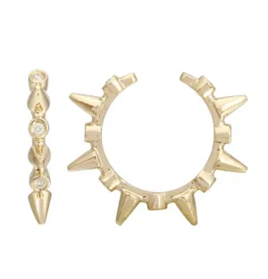 14KT Gold Diamond Cuff Earrings