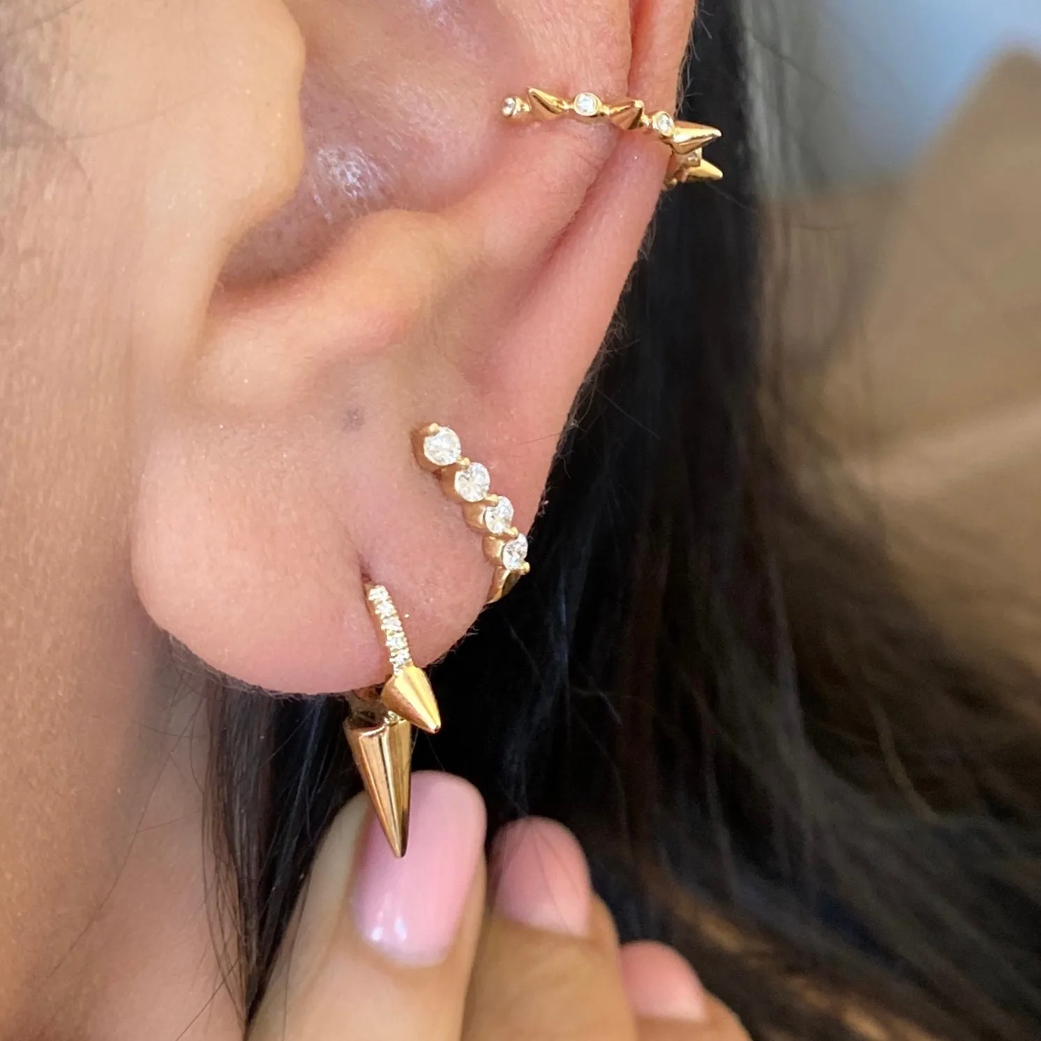 14KT Gold Diamond Cuff Earrings
