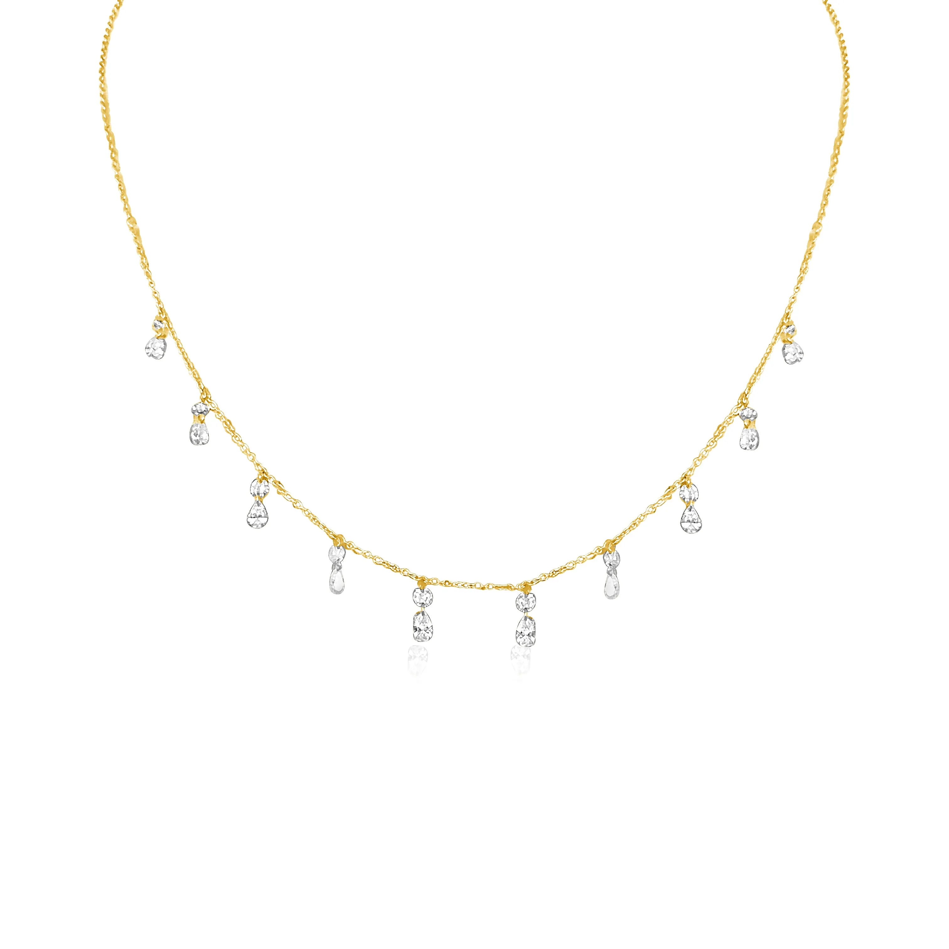 14KT Gold Laser Drilled Diamond Ashanti Necklace