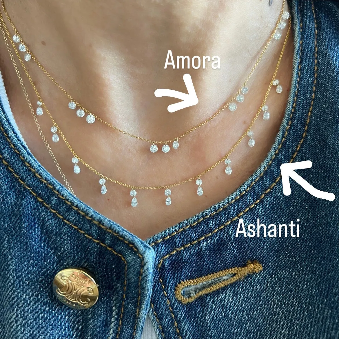 14KT Gold Laser Drilled Diamond Ashanti Necklace
