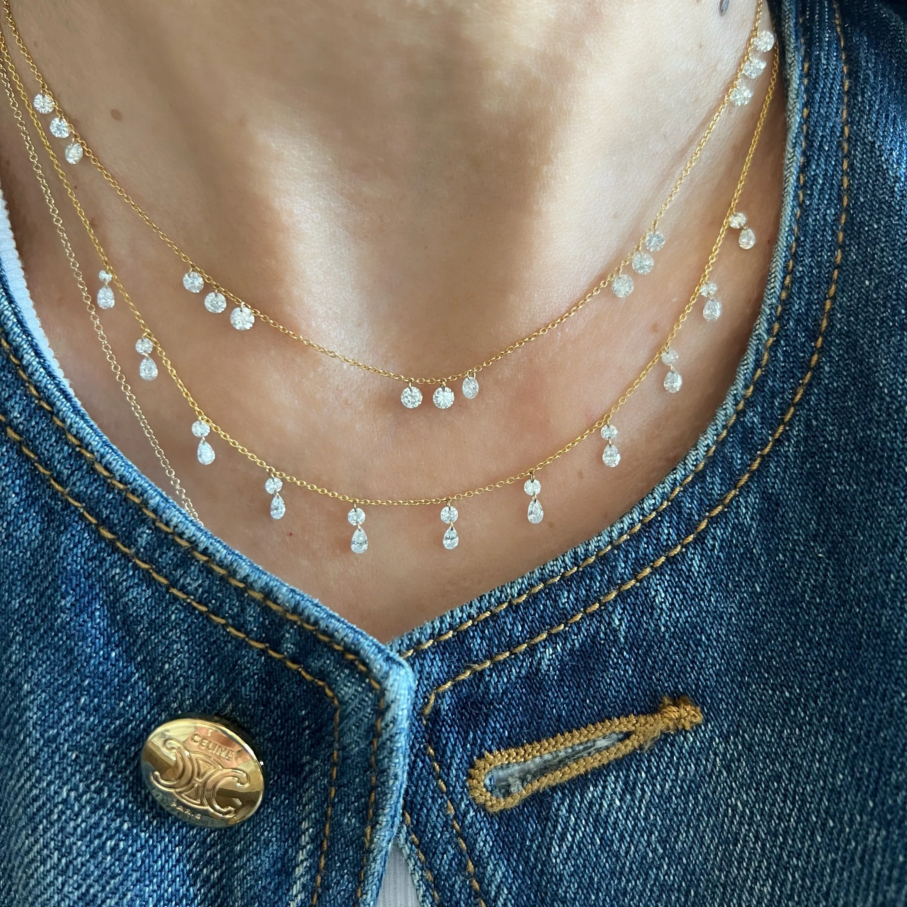 14KT Gold Laser Drilled Diamond Ashanti Necklace