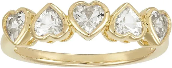 14KY White Sapphire Heart Ring