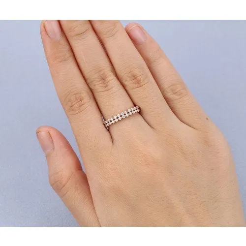 1.5mm Women's Wedding Band Sets, Half Eternity Diamond Wedding Bands SOLID Gold Rings Stacking Rings Stacking Bands Simulated Diamonds